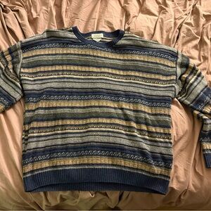 St. John's Bay Men's Blue and Tan Crewneck Sweater